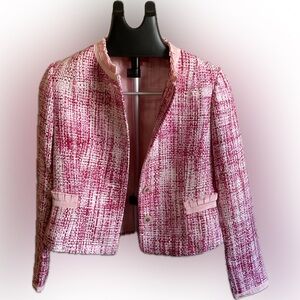 Vintage pink tweed cropped blazer.
